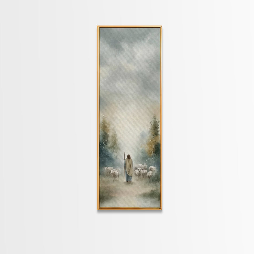 Guided By Heaven | Framed Canvas Print | Narrow Art | Jesus Painting | Christian Art Prints | Modern Christian Art | Christian Gift Ideas