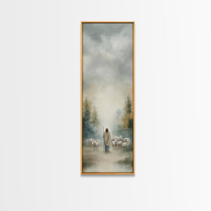 Guided By Heaven | Framed Canvas Print | Narrow Art | Jesus Painting | Christian Art Prints | Modern Christian Art | Christian Gift Ideas