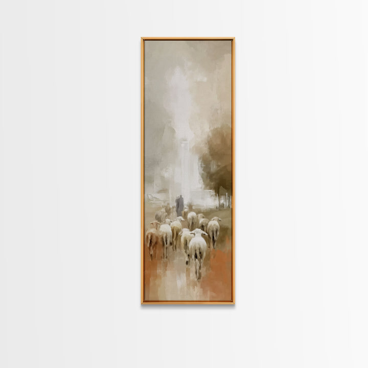 Journey Of Light – Framed Canvas Print – Tall Narrow Wall Art – Christian Art Work – Jesus Christmas Art – Christian Wall Art – Vintage Chr