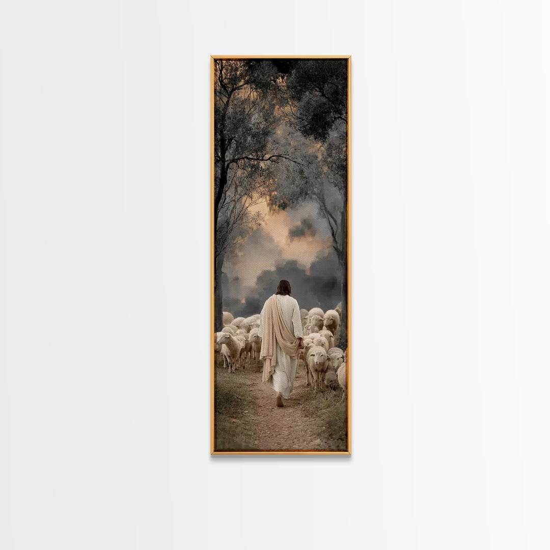 Shepherd Of Promise | Framed Canvas Print | Narrow Art | Jesus Canvas Art | Christian Art | Christian Gift | Modern Jesus Art