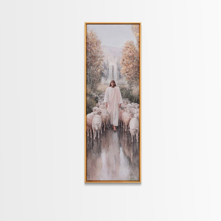 Grace Beside Still Waters, Framed Canvas Print, Tall Skinny Art Print, Jesus Art Print, Christian Wall Art, Christian Art Print, Unique Chr