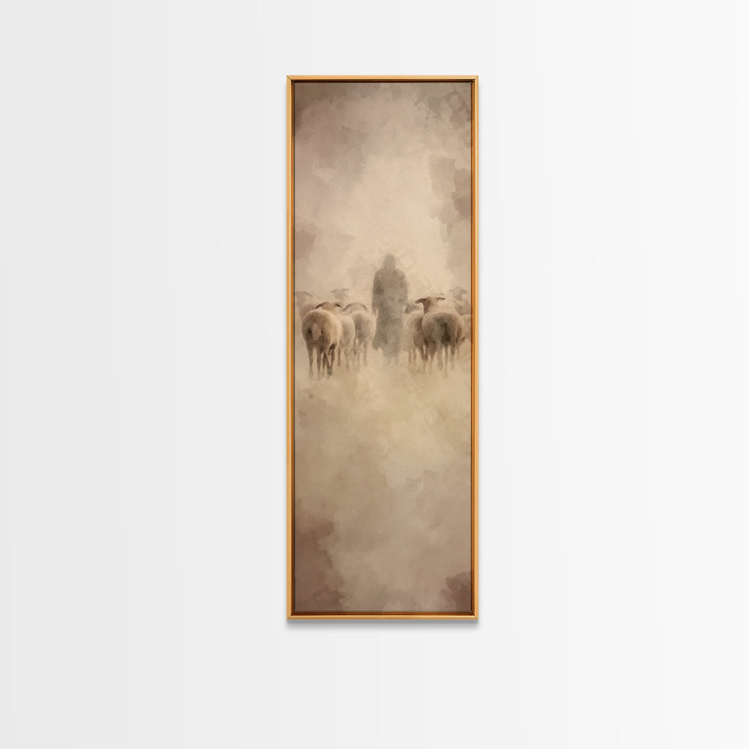 Shepherds Of Peace – Framed Canvas Print – Christian Wall Art – Christian Art Canvas – Jesus Painting – Narrow Art – Christian Christmas Ar