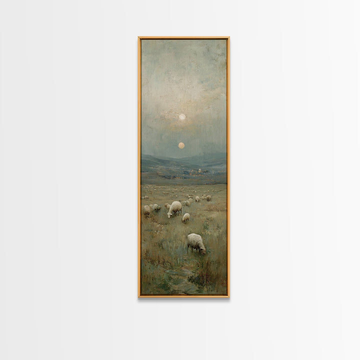 Bethlehem Pastures – Framed Canvas Print – Christian Art Print – Christmas Wall Art – Christian Art Canvas – Narrow Art – Christian Christm