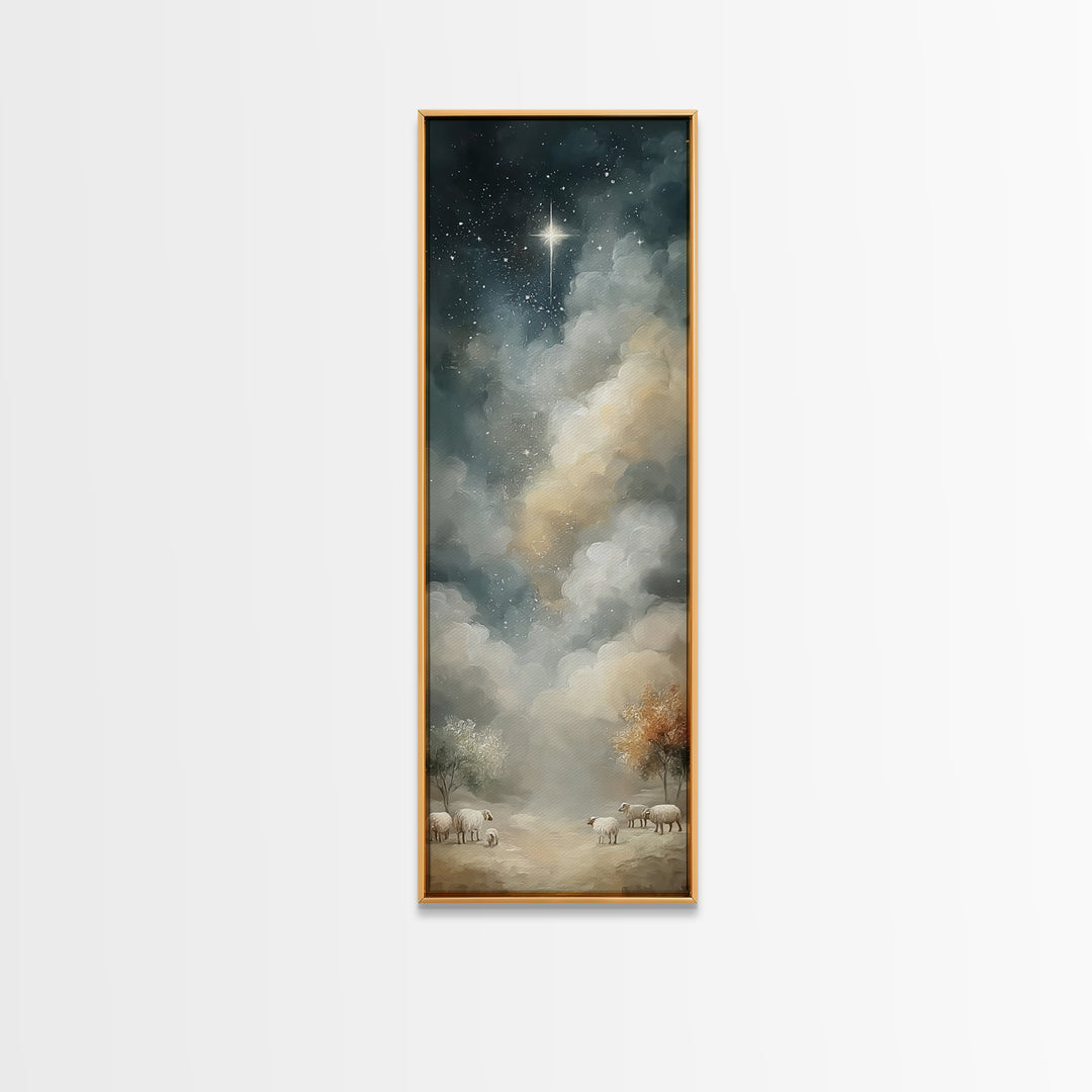 Night Of Wonder – Framed Canvas Print – Christian Art Canvas – Christian Wall Art – Vintage Christmas Art – Tall Narrow Wall Art – Christia
