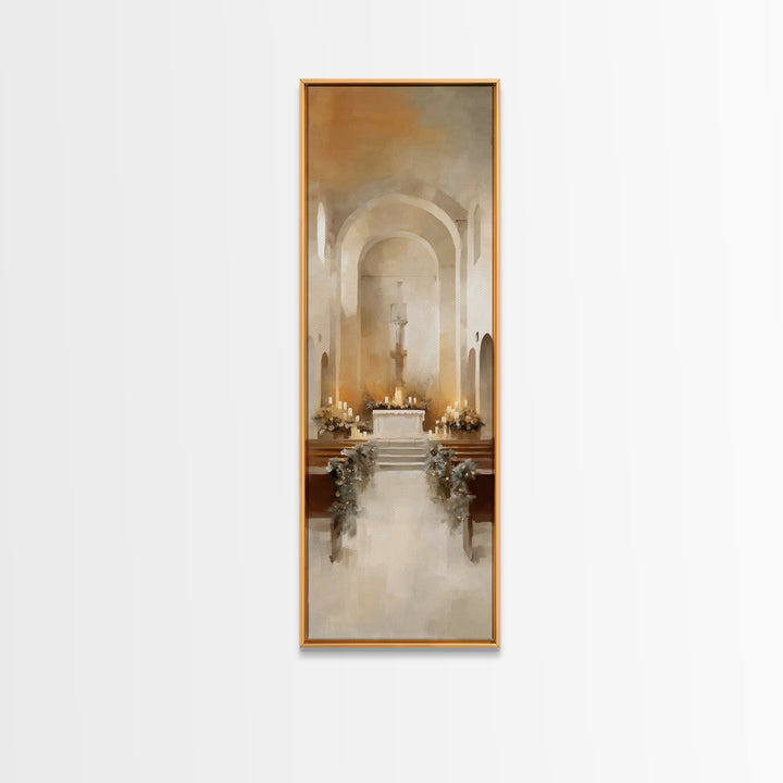 Winter Chapel Blessing – Framed Canvas Print – Tall Narrow Wall Art – Christian Art Print – Christmas Art – Christian Christmas Decor – Chr