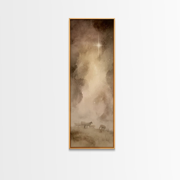 Divine Star Glow – Framed Canvas Print – Christian Art Print – Christmas Art – Christian Wall Art – Tall Skinny Art Print – Christian Chris