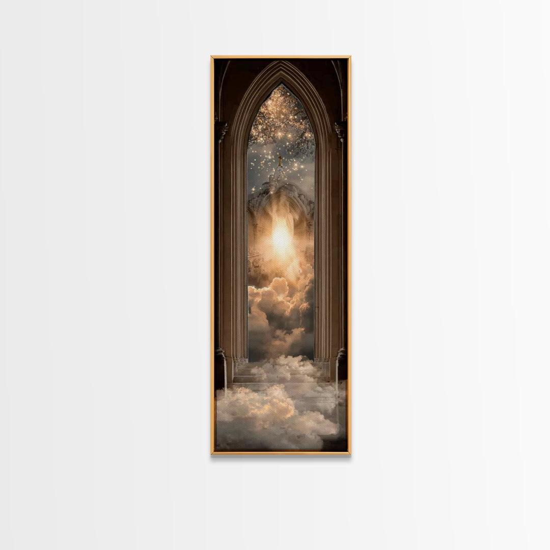 Heaven’s Holy Gate – Framed Canvas Print – Christian Wall Art – Christian Art Canvas – Modern Christian Art – Skinny Art – Christian Painti