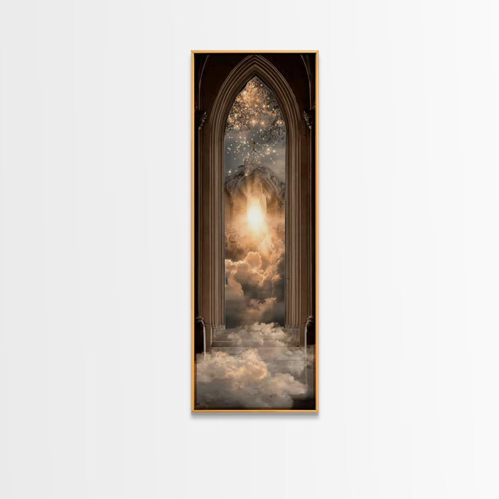 Heaven’s Holy Gate – Framed Canvas Print – Christian Wall Art – Christian Art Canvas – Modern Christian Art – Skinny Art – Christian Painti