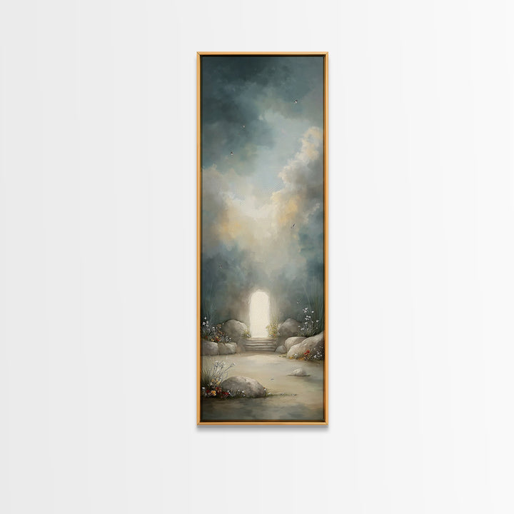 Garden Of Resurrection – Framed Canvas Print – Christian Art Canvas – Christian Wall Art – Modern Christian Art – Tall Skinny Art Print – C