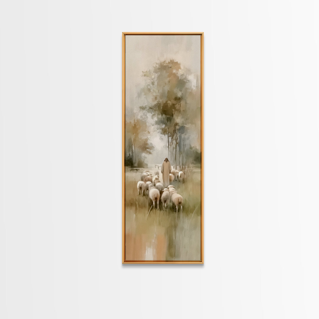 Pastoral Light Way | Framed Canvas Print | Christian Art Canvas | Christian Painting | Skinny Art | Christian Wall Art
