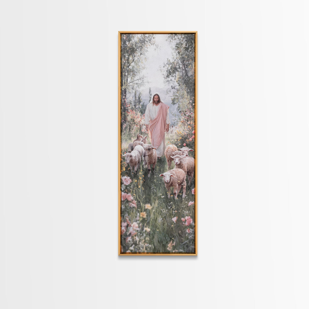 Garden Of Mercy | Framed Canvas Print | Christian Art Work | Jesus Painting | Narrow Art | Christian Christmas Art | Christian Decor