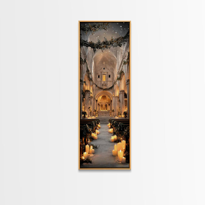 Everlasting Cathedral Light – Framed Canvas Print – Narrow Art – Christian Wall Art – Christian Art Canvas – Christmas Art – Christian Deco
