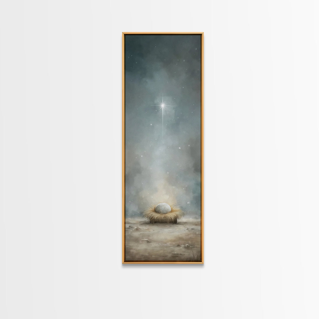 Divine Birth Star – Framed Canvas Print – Christian Christmas Art – Jesus Painting – Christian Art Canvas – Christmas Art – Christian Wall