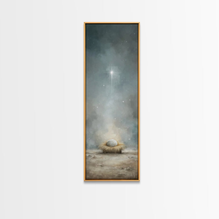 Divine Birth Star – Framed Canvas Print – Christian Christmas Art – Jesus Painting – Christian Art Canvas – Christmas Art – Christian Wall