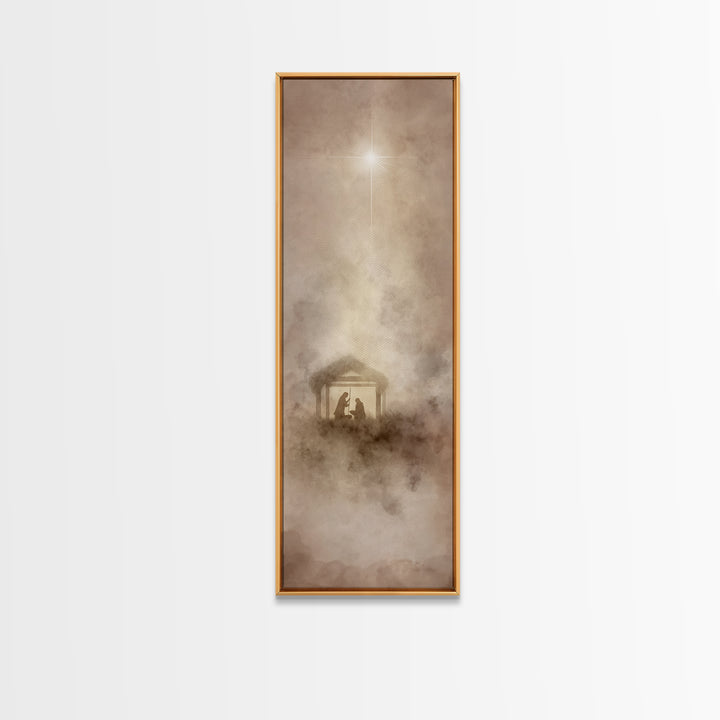 Silent Bethlehem Night – Framed Canvas Print – Christian Art Canvas – Christian Wall Art – Christian Christmas Art – Jesus Painting – Chris
