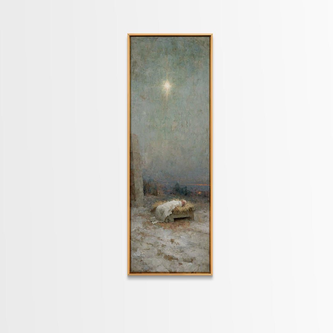 Holy Stable Peace – Framed Canvas Print – Bible Art – Christmas Art – Christian Art Canvas – Christian Wall Art – Jesus Painting – Christia