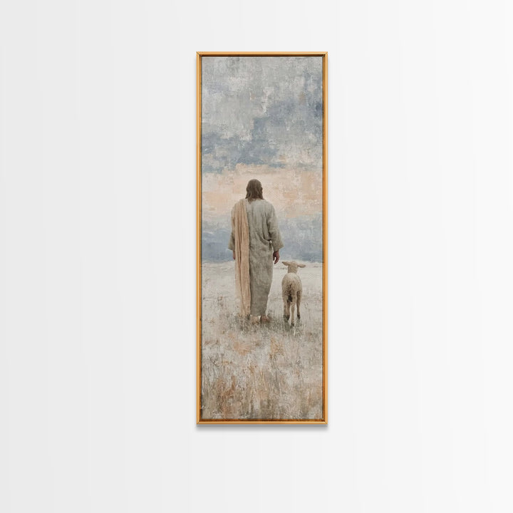 Silent Pastures – Framed Canvas Print – Skinny Art – Christian Art Print – Jesus Painting – Vintage Christian Art – Christian Wall Art