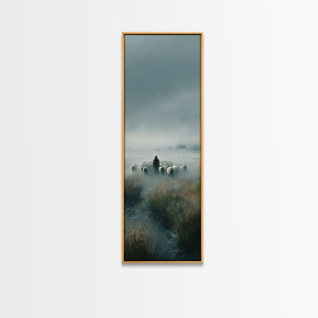 Shepherd’s Vigil – Framed Canvas Print – Tall Narrow Wall Art – Christian Art Canvas – Christian Wall Art – Christian Painting – Christmas