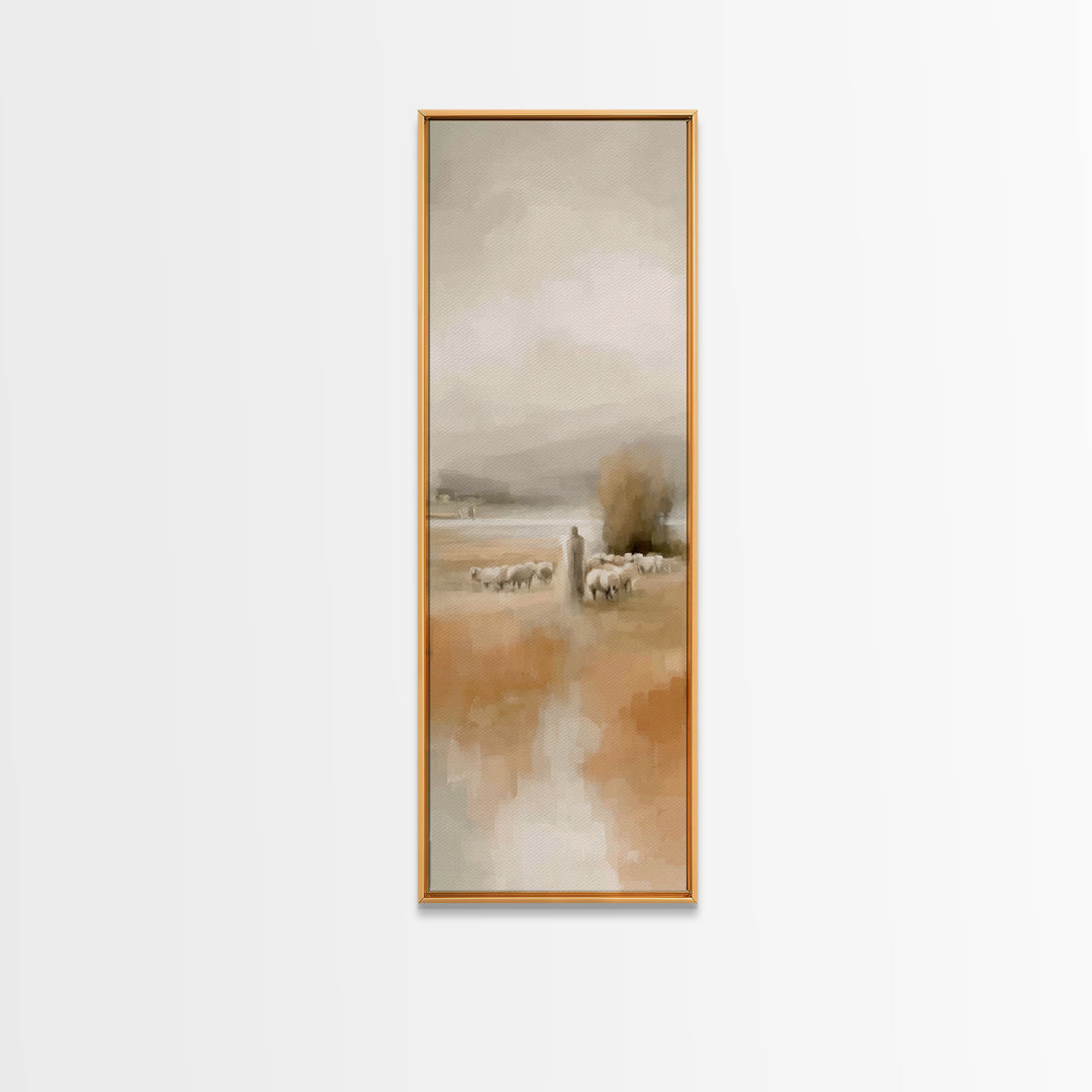 Quiet Pasture Light | Framed Canvas Print | Christian Art Canvas | Christian Wall Art | Christmas Art | Tall Narrow Wall Art | Jesus Painti