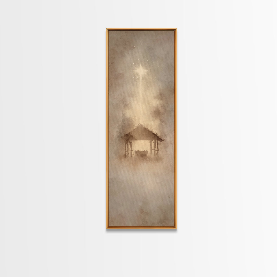 Radiant Hope Star | Framed Canvas Print | Christmas Art | Christian Wall Art | Christian Art Canvas | Skinny Art | Christian Christmas Art