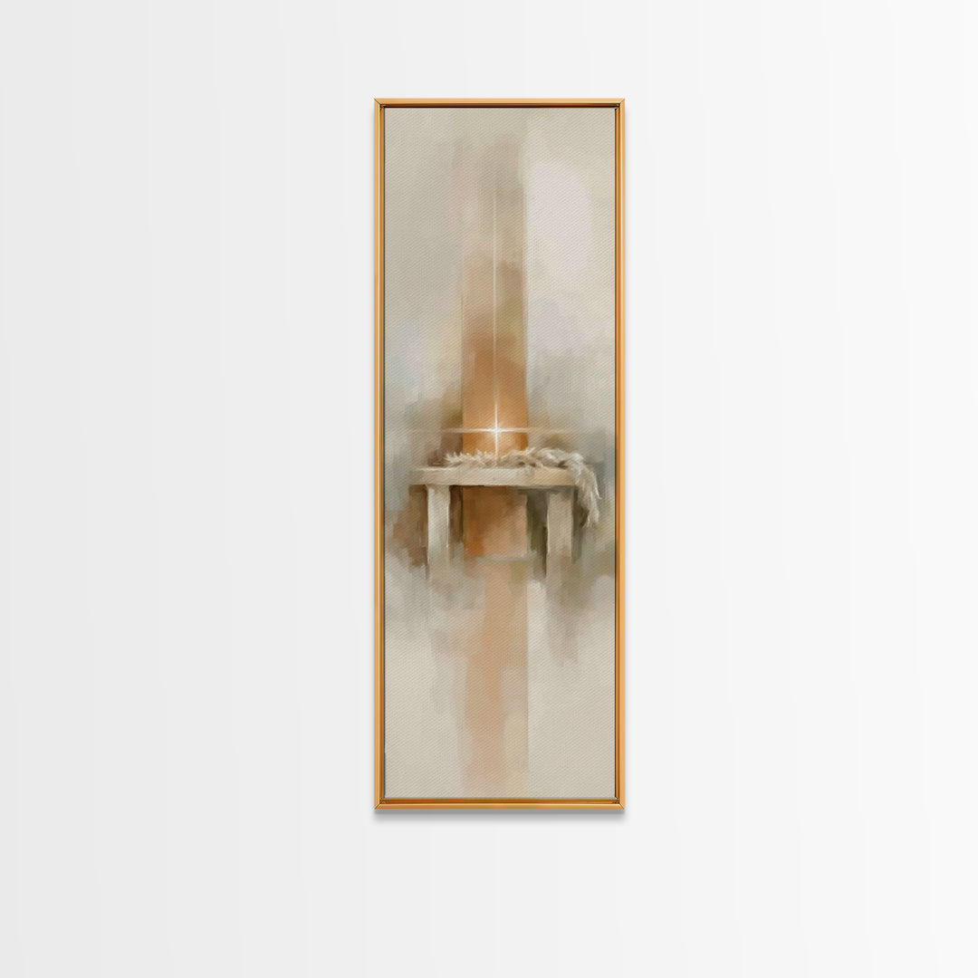 Radiant Manger Glow - Framed Canvas Print - Christian Wall Art - Christian Art Canvas - Christmas Art - Tall Narrow Wall Art - Christian Ar