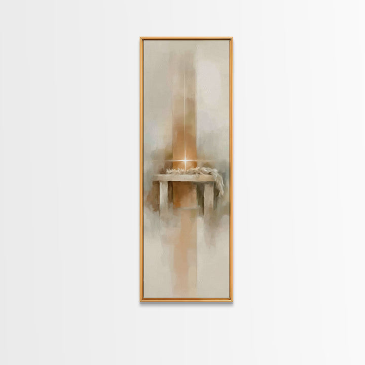 Radiant Manger Glow - Framed Canvas Print - Christian Wall Art - Christian Art Canvas - Christmas Art - Tall Narrow Wall Art - Christian Ar