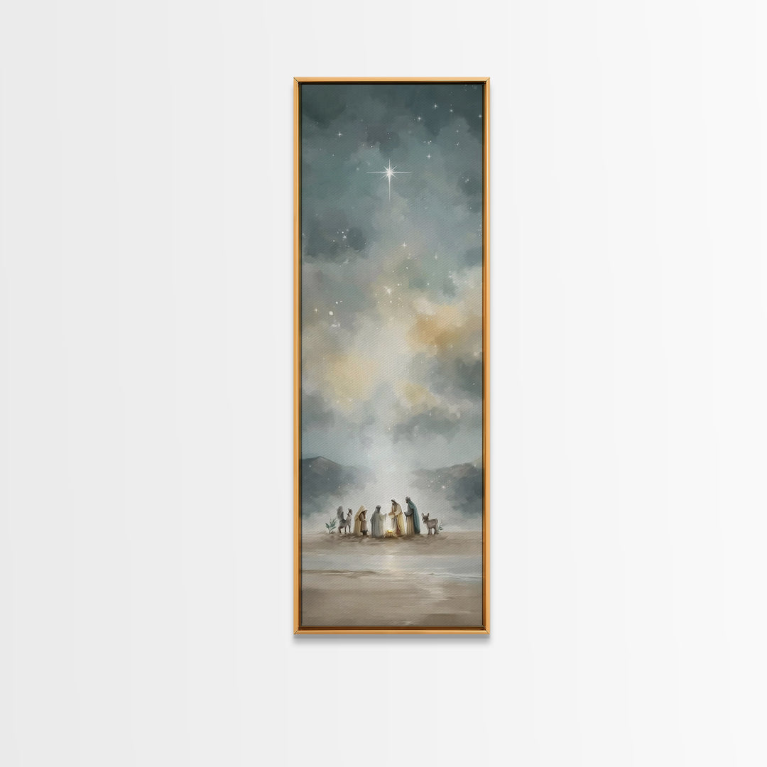The Guiding Star – Framed Canvas Print – Tall Narrow Wall Art – Christian Wall Art – Christian Art Canvas – Christmas Art
