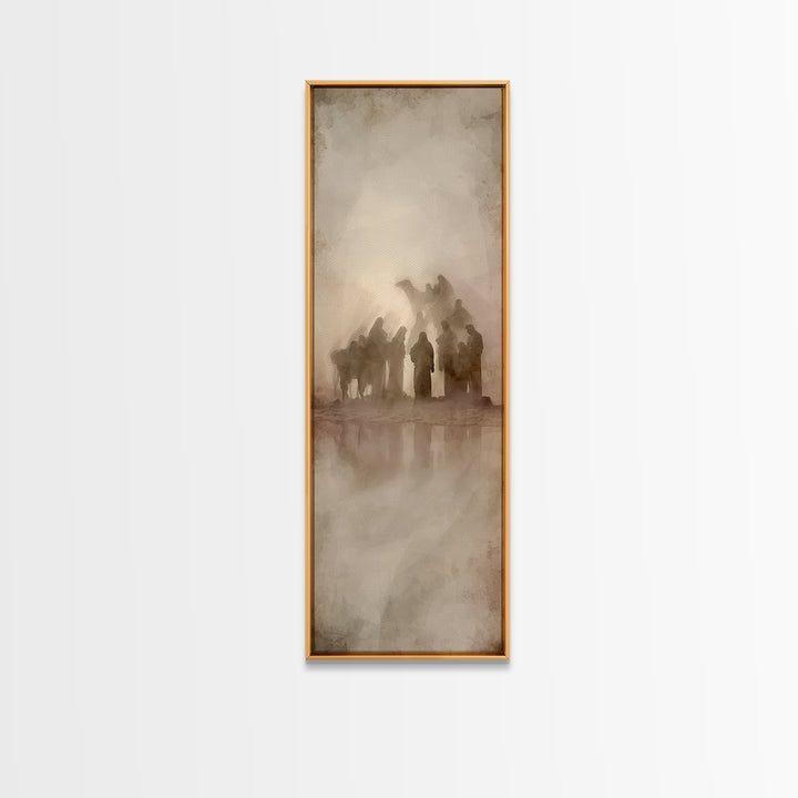 Desert Pilgrims Gathering – Framed Canvas Print – Skinny Art – Christian Art – Christian Art Painting – Christian Christmas Art