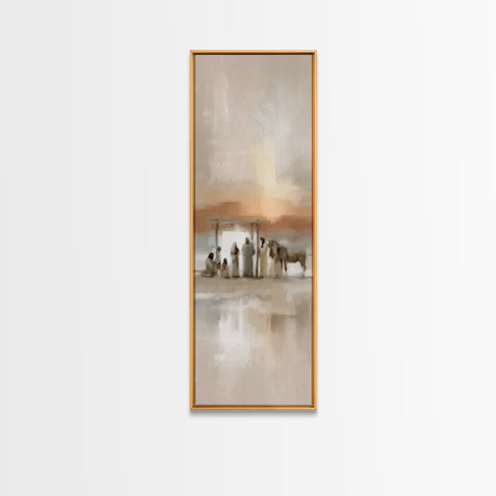 Sacred Journey – Framed Canvas Print – Tall Skinny Art Print – Christian Wall Art – Vintage Christian Art – Christmas Art