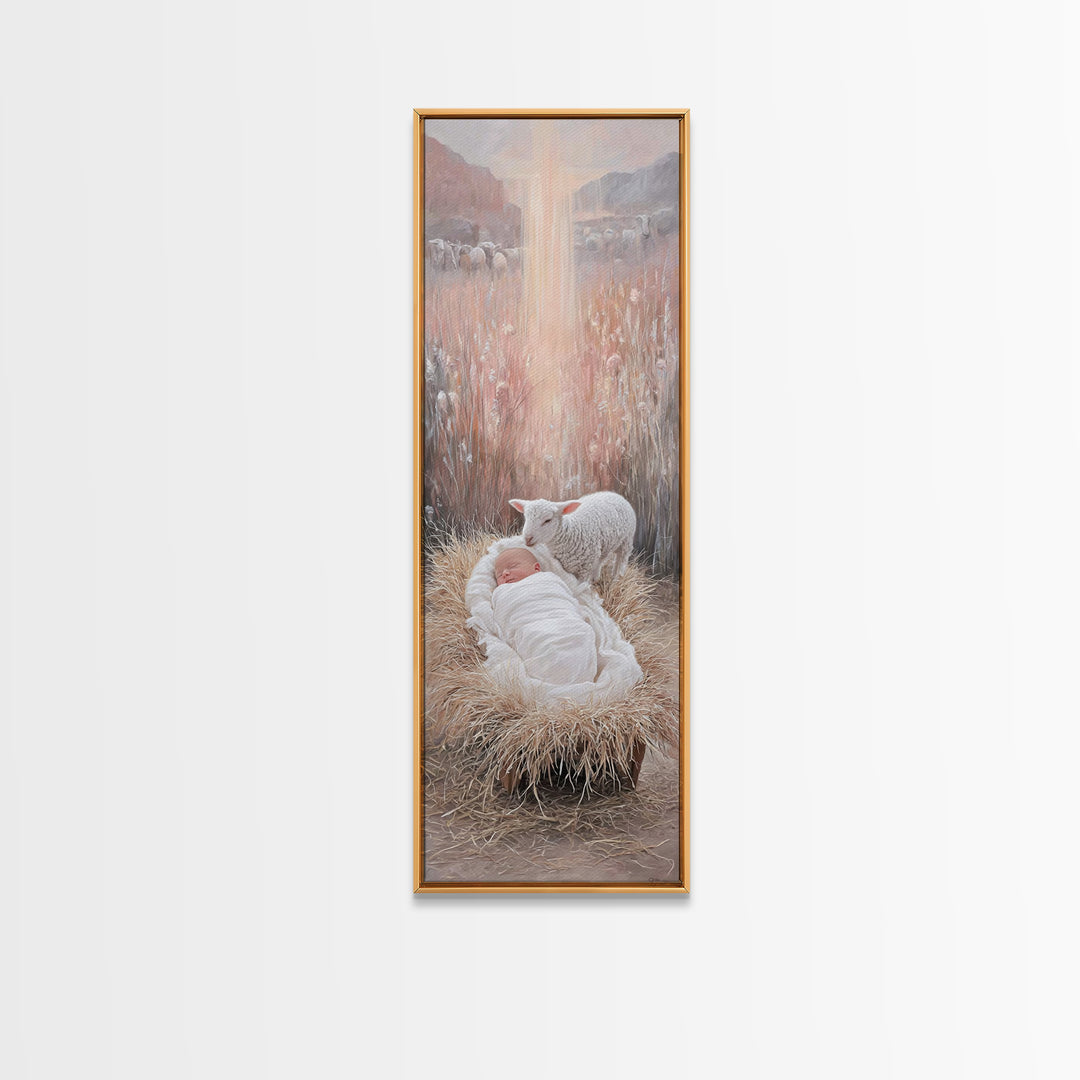 The Starry Stable – Framed Canvas Print – Narrow Art – Christian Art Canvas – Christmas Art – Christian Wall Art
