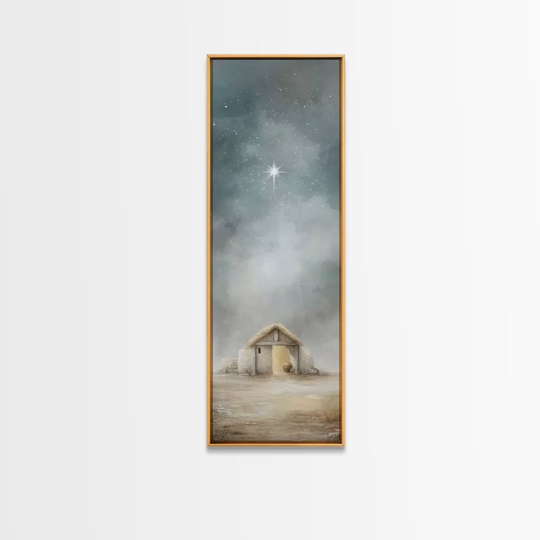 Bethlehem Shelter Hope – Framed Canvas Print – Skinny Art – Christian Wall Art – Christian Art Painting – Christmas Art
