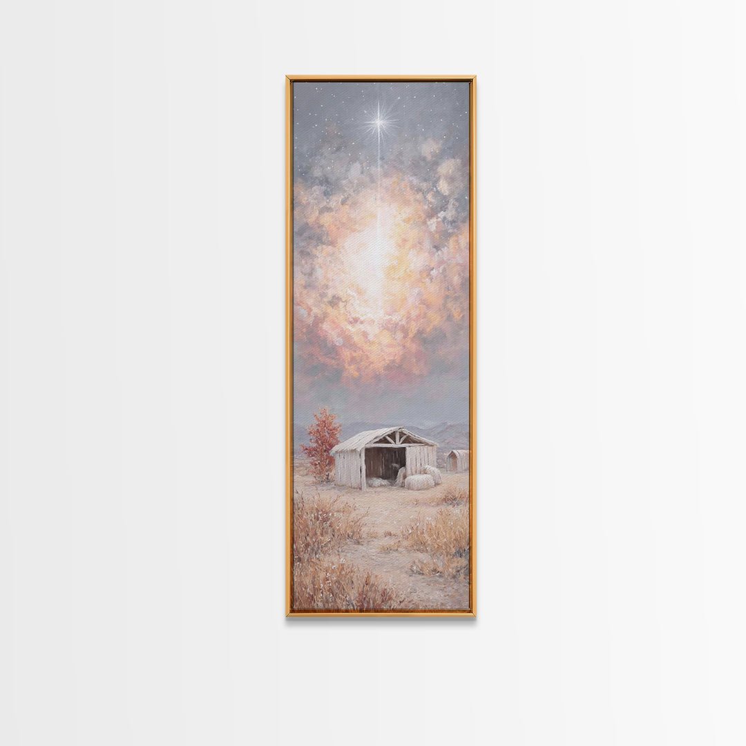 The Guiding Star – Framed Canvas Print – Christian Wall Art – Jesus Painting – Christian Christmas Art – Tall Narrow Wall Art