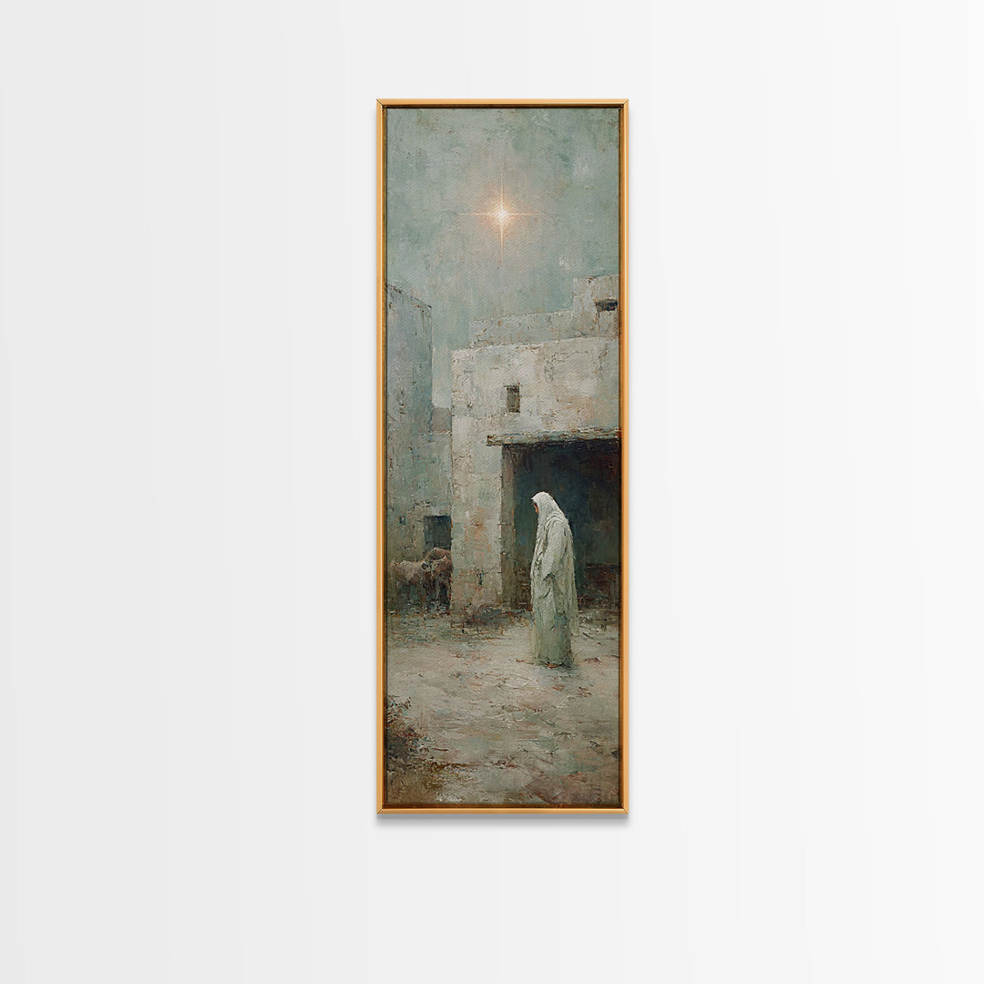 Bethlehem Dawn Path | Framed Canvas Print | Christian Wall Art | Jesus Painting | Narrow Art | Christian Christmas Art | Christian Art Canv