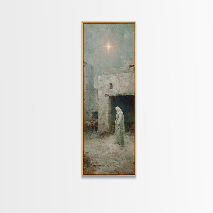 Bethlehem Dawn Path | Framed Canvas Print | Christian Wall Art | Jesus Painting | Narrow Art | Christian Christmas Art | Christian Art Canv