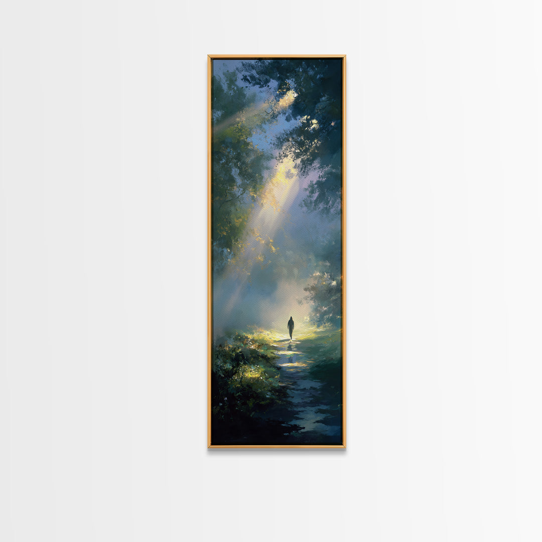 Walk Of Light – Framed Canvas Print – Christian Art – Christian Art Canvas – Tall Skinny Art Print – Jesus Painting – Christian Christmas A