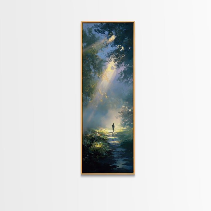 Walk Of Light – Framed Canvas Print – Christian Art – Christian Art Canvas – Tall Skinny Art Print – Jesus Painting – Christian Christmas A