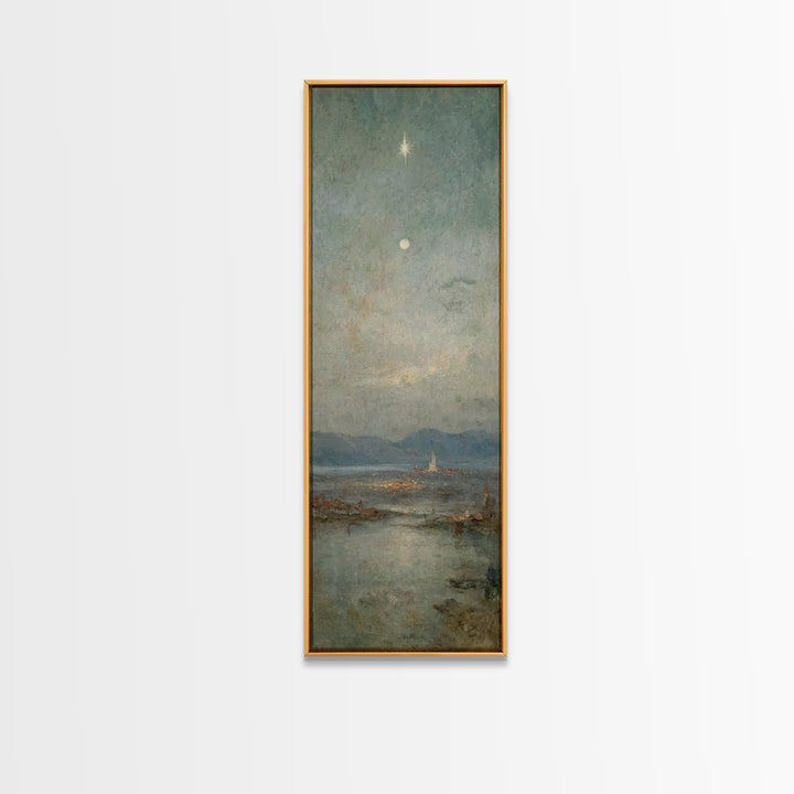 Bethlehem Night Star – Framed Canvas Print – Tall Narrow Wall Art – Christian Christmas Art – Christian Art Canvas – Christian Wall Art – C