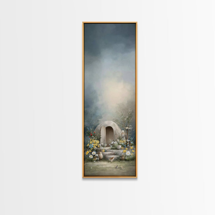 Garden Tomb Peace – Framed Canvas Print – Christian Christmas Art – Christian Wall Art – Christian Art Canvas – Narrow Art – Jesus Painting