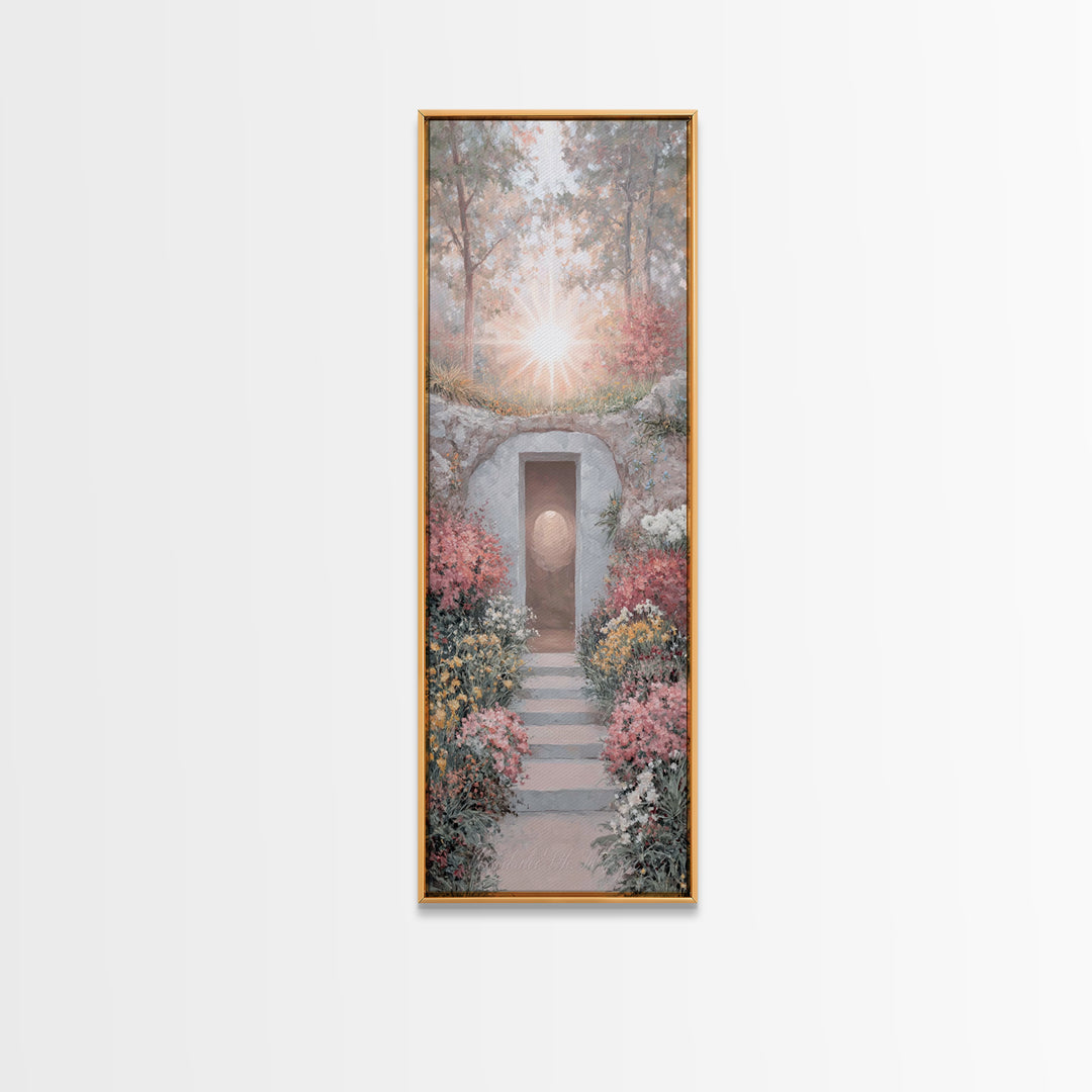 Empty Stone Light – Framed Canvas Print – Christian Art Canvas – Narrow Art – Christian Wall Art – Jesus Painting – Christian Christmas Art