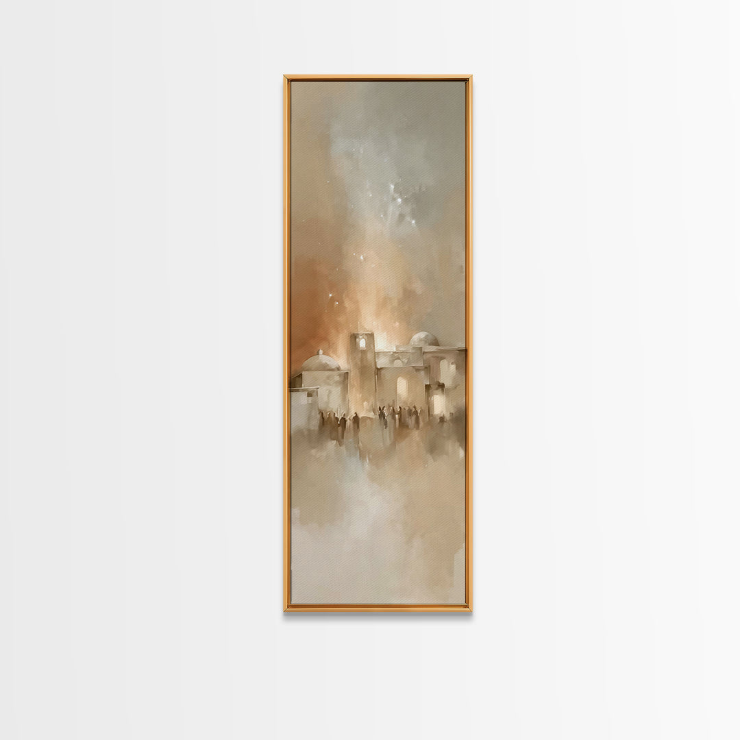 Bethlehem Dawn Hush – Framed Canvas Print – Skinny Art – Christian Art Print – Christmas Wall Art – Christian Art Canvas – Christian Decor