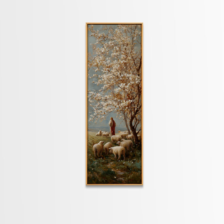 Garden Of Peace | Framed Canvas Print | Jesus Painting Canvas | Modern Christian Art | Narrow Art | Christian Christmas Art | Christian Wal