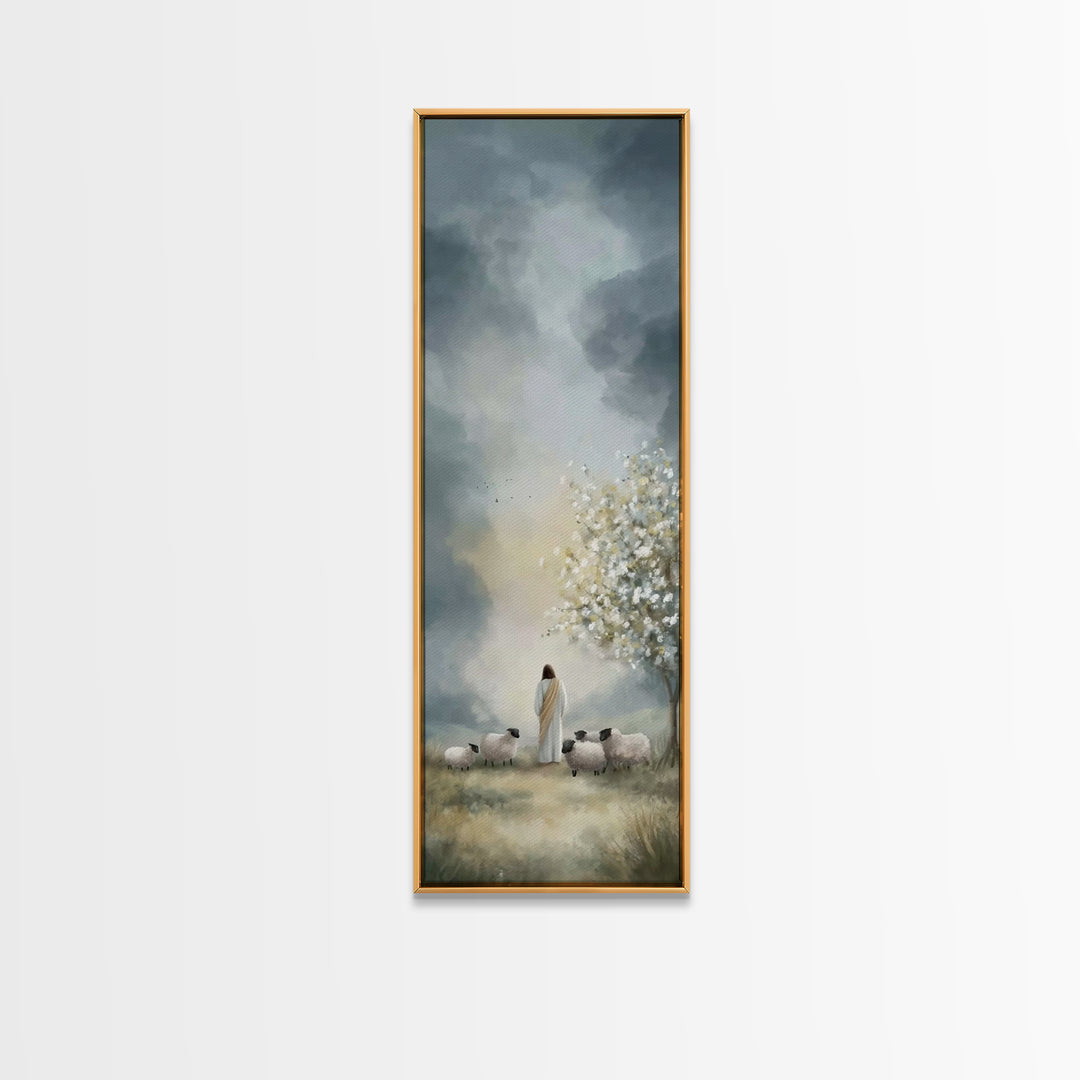 Heavenly Bloom Path – Framed Canvas Print – Christian Art Work – Minimalist Christian Art – Skinny Art – Christian Wall Art – Jesus Christm