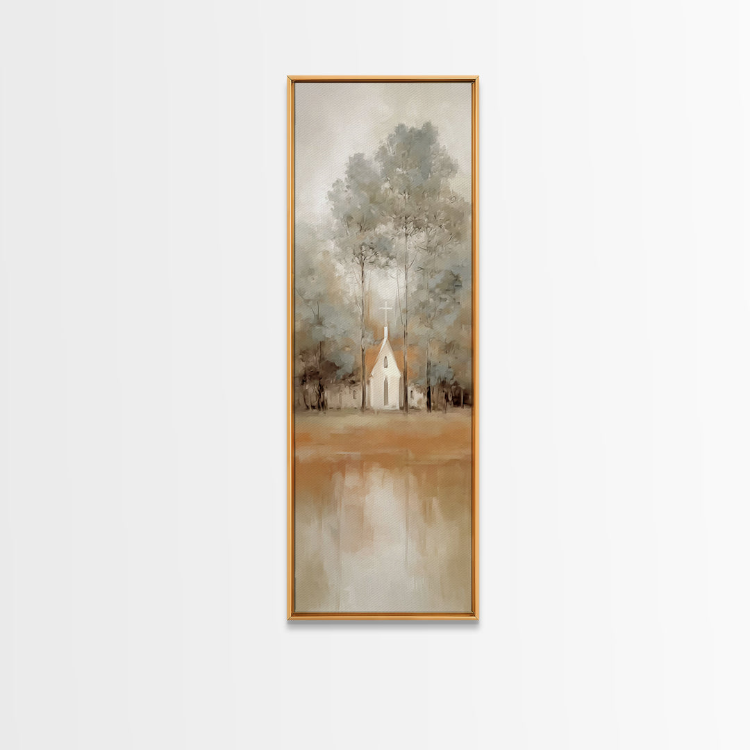 Chapel Of Stillness | Framed Canvas Print | Christian Wall Art | Christian Art Canvas | Tall Narrow Wall Art | Christian Christmas Art | Ch