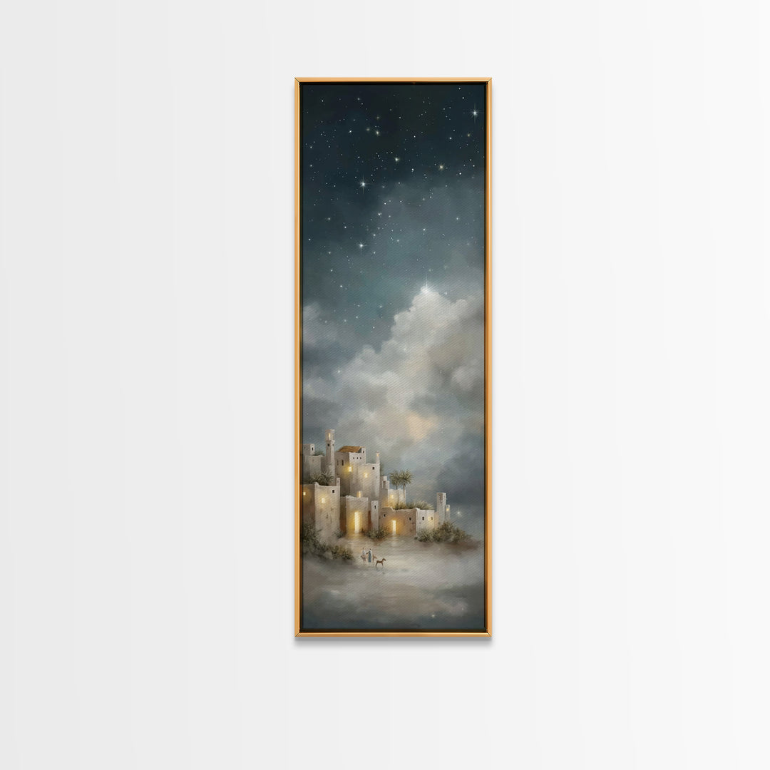 Star Over Judea – Framed Canvas Print – Narrow Art – Christian Art Canvas – Christmas Art – Christian Wall Art – Christian Christmas Decor