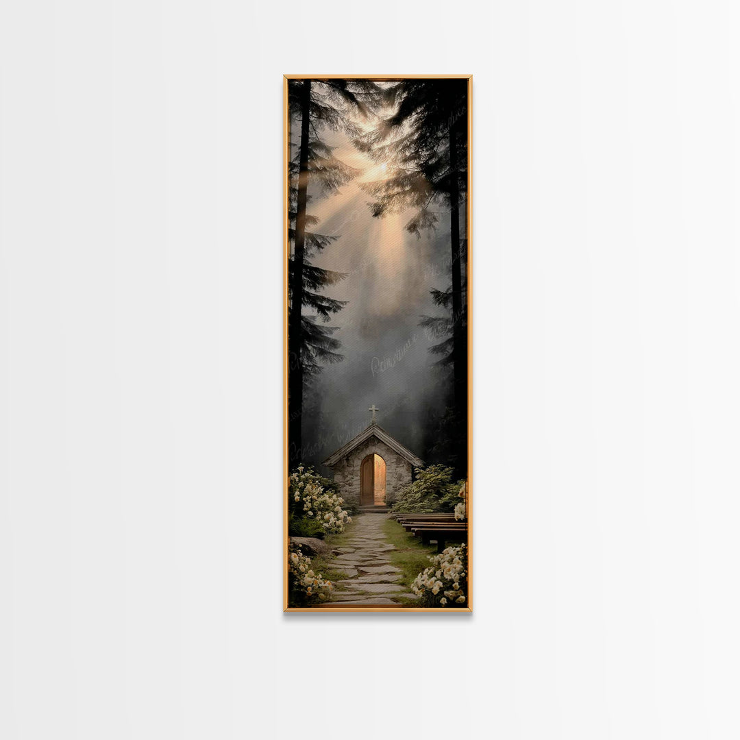 Chapel Of Radiance | Framed Canvas Print | Christian Art Print | Christian Wall Art | Skinny Art | Christian Christmas Art | Christian Deco