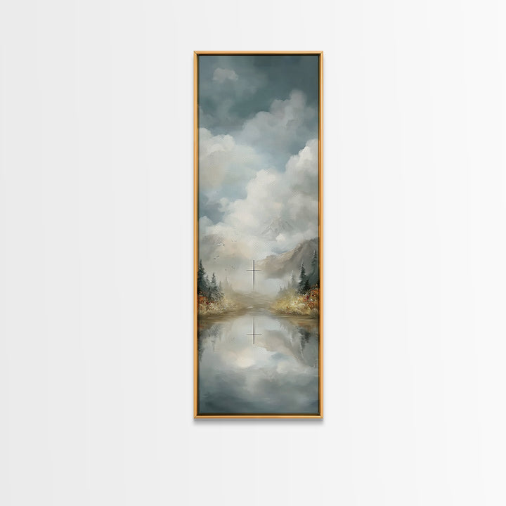 Cross Of The Valley – Framed Canvas Print – Christian Wall Art – Christian Art Work – Tall Narrow Wall Art – Modern Christian Art – Christi