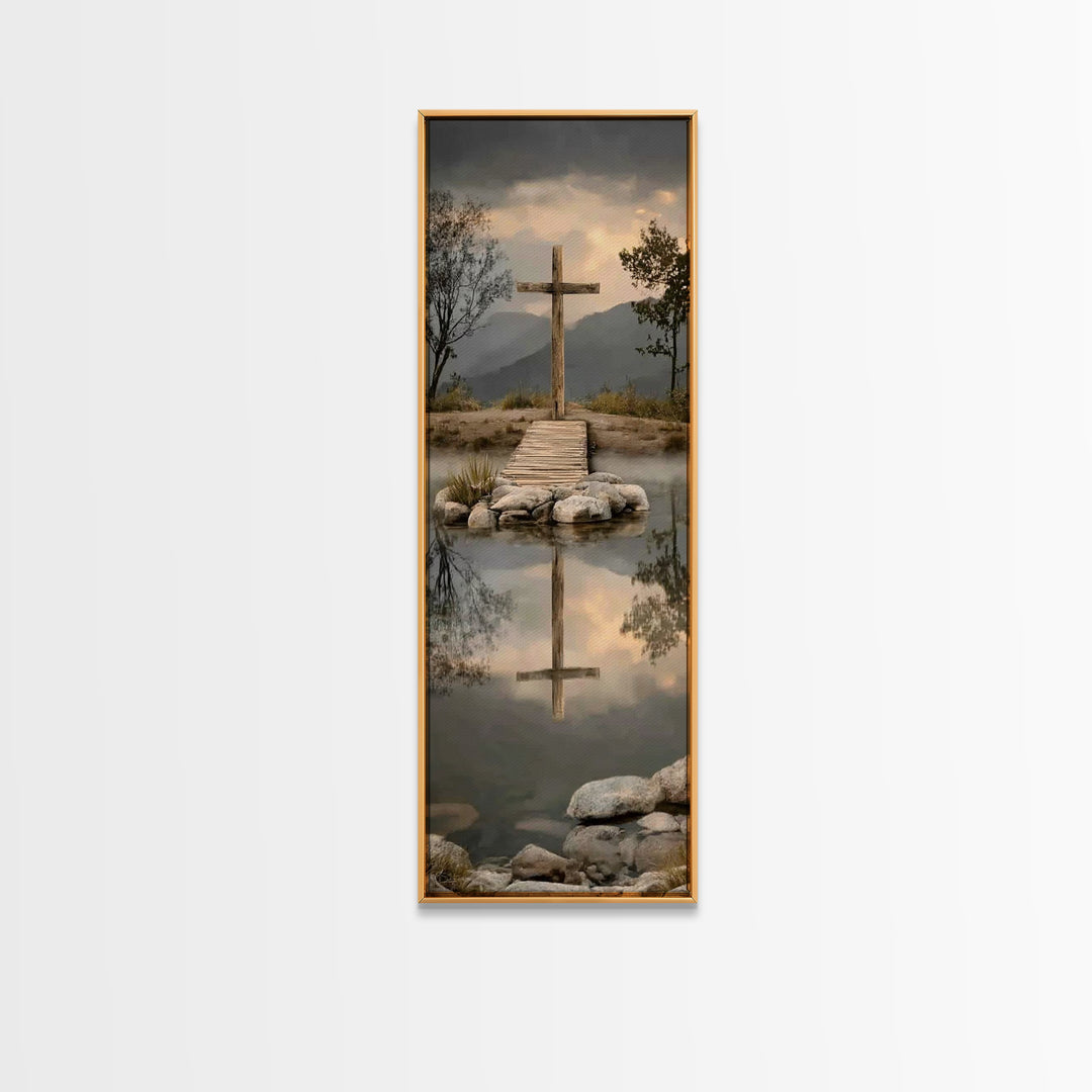 Reflections Of Hope | Framed Canvas Print | Christian Art Canvas | Vintage Christian Art | Tall Skinny Art Print | Christian Wall Art | Chr