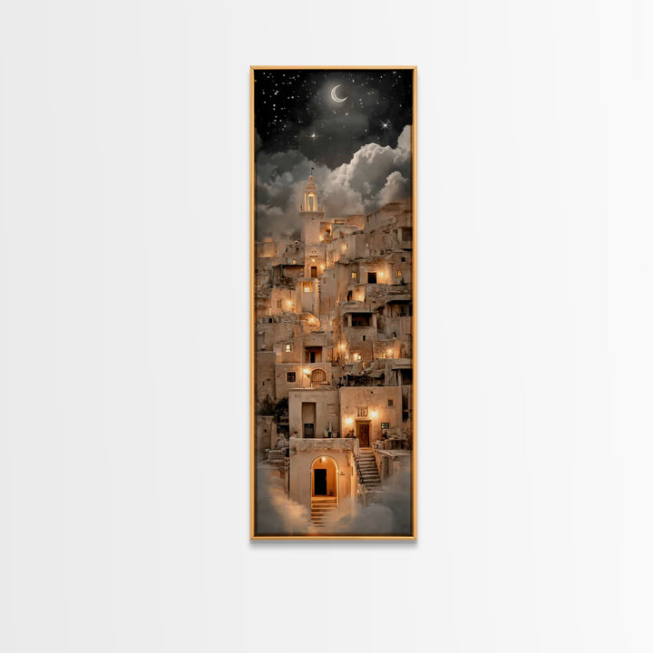 Crescent Bethlehem Sky – Framed Canvas Print – Tall Skinny Art Print – Christian Christmas Art – Christian Art Canvas – Christian Wall Art