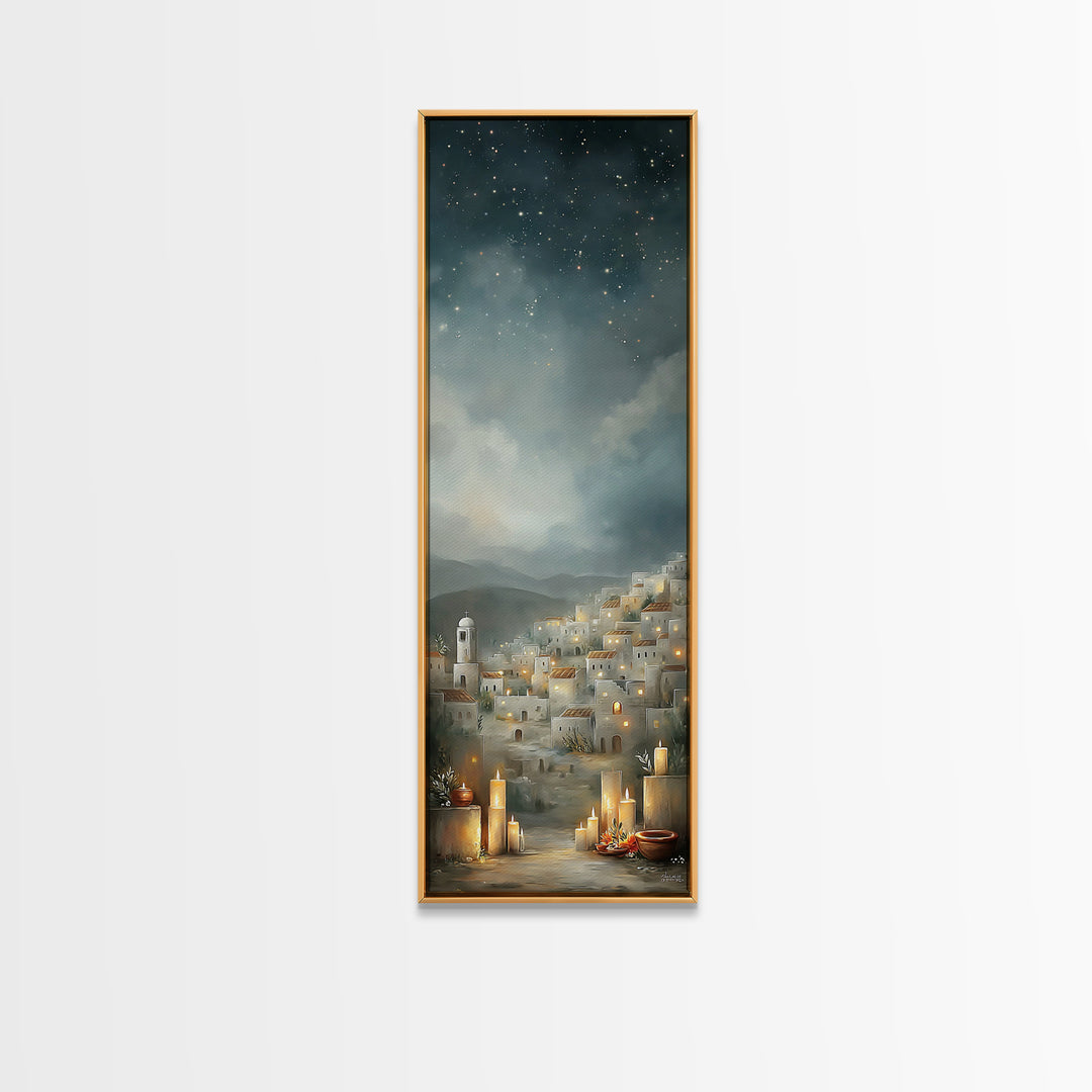 City Of Light – Framed Canvas Print – Christian Wall Art – Skinny Art – Christmas Art – Christian Christmas Art – Christian Art Canvas