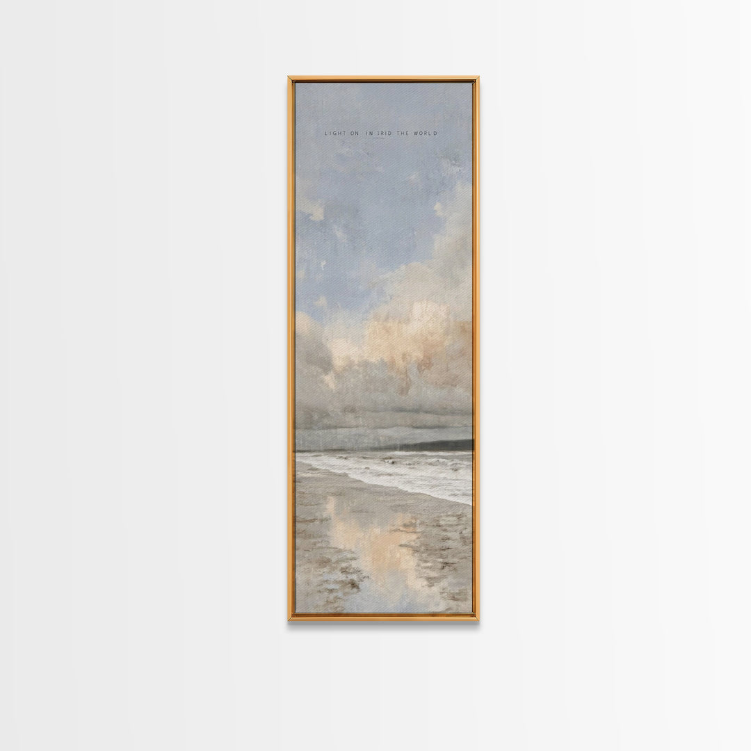 Shore Of Hope – Framed Canvas Print – Tall Narrow Wall Art – Christian Art Canvas – Christian Wall Art – Minimalist Christian Art – Christi